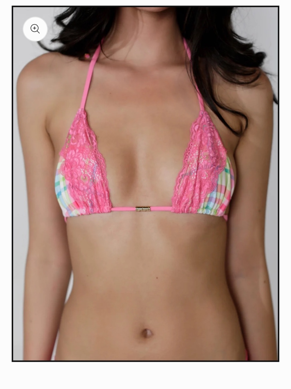 Pink Lace Plaid Bikini Set